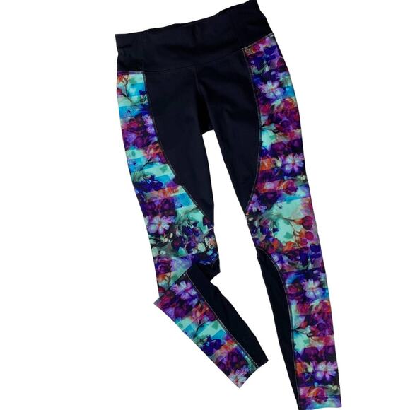 ATHLETA Floral Fade Ankle Leggings Reflective Black Multi Women’s XS 438834-00 - Picture 1 of 13